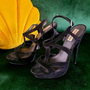 Black Suede Strappy Steve Madden Heels